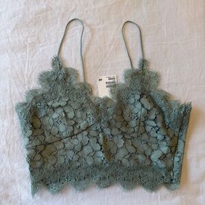 H&M Lace Bustier Bralette Crop Top Mint Green Size 6 NWT